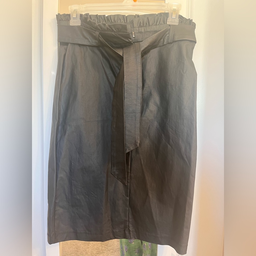 Black Leather Midi Skirt